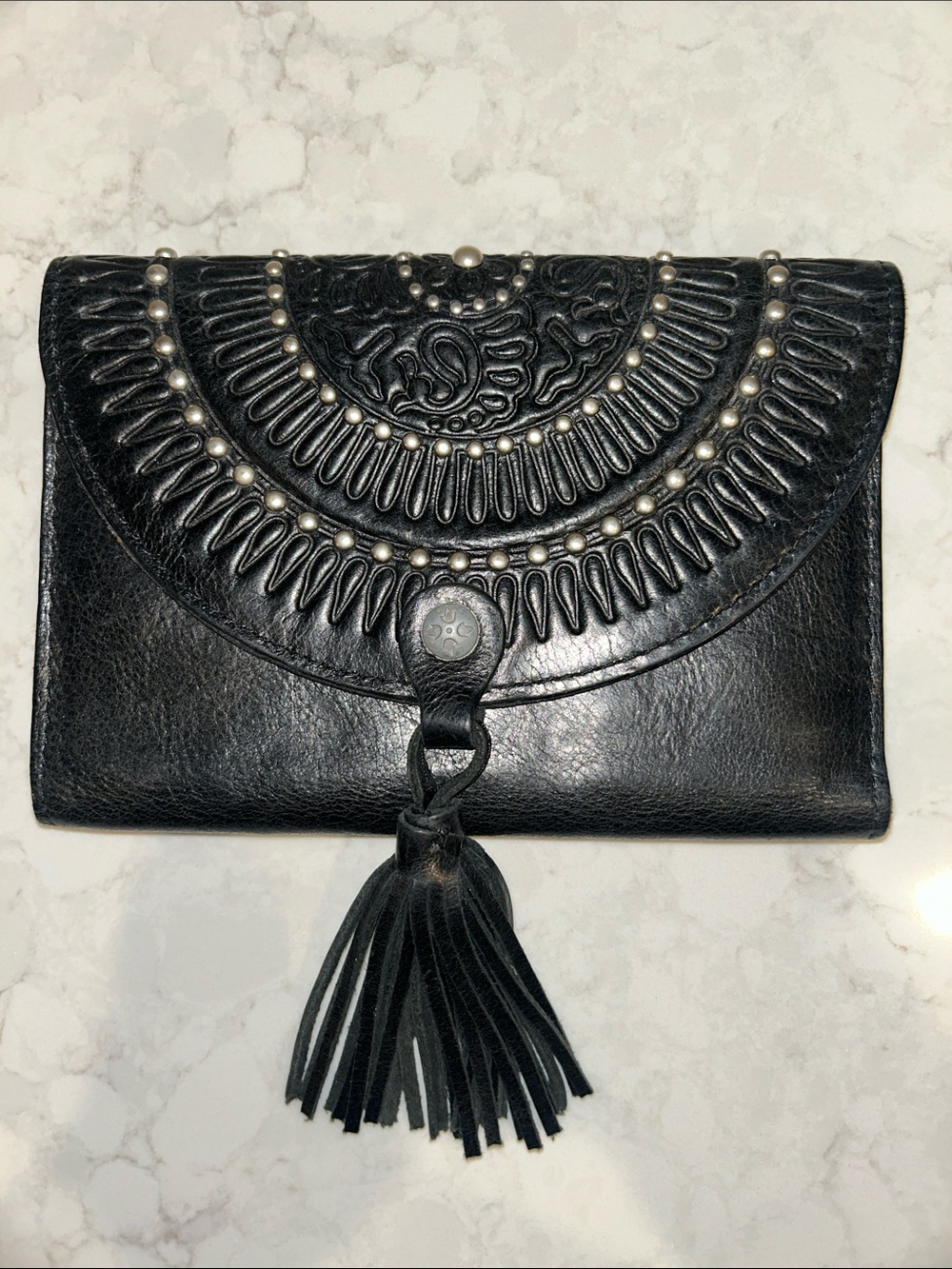 Patricia Nash Black Leather Colli clutch wallet